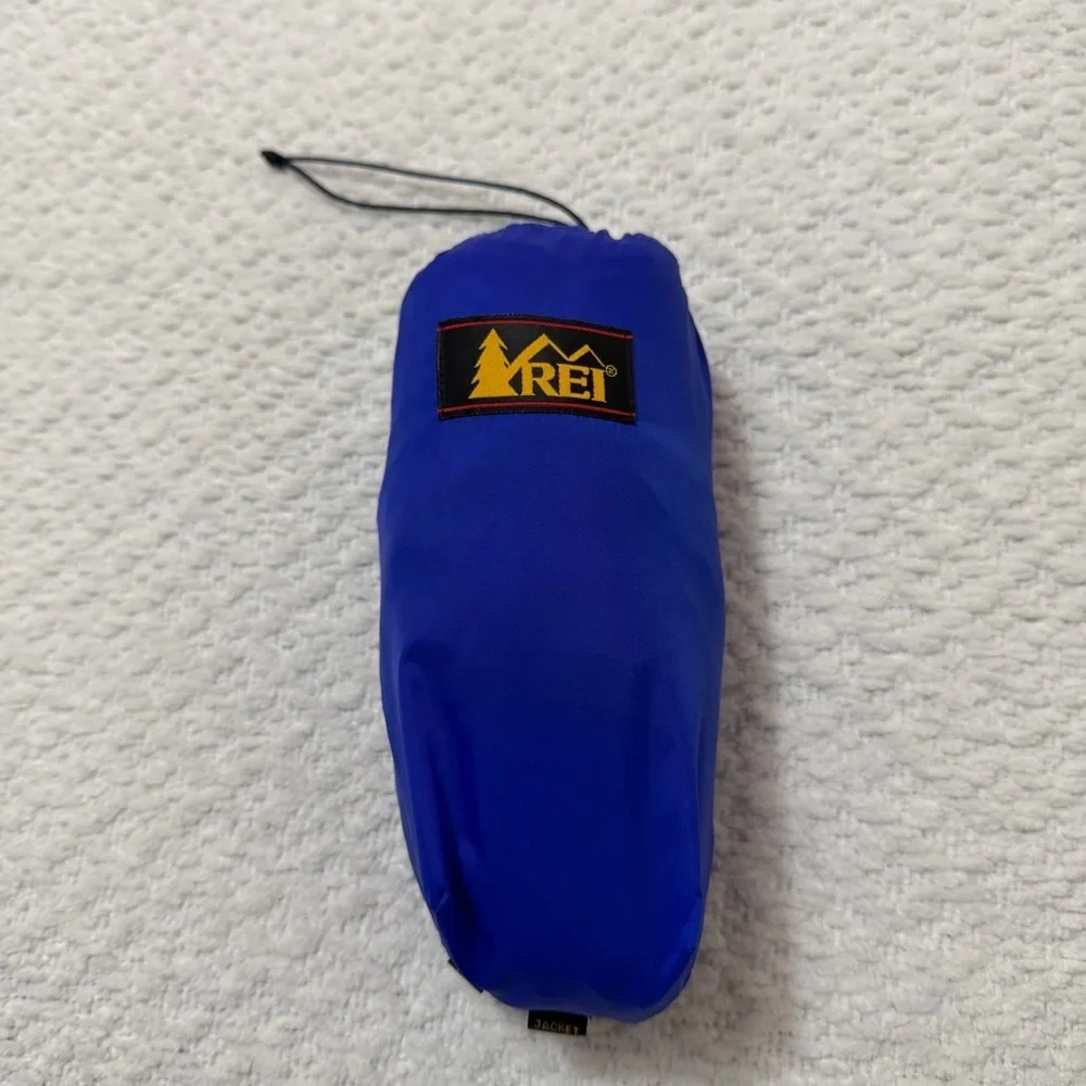 Vintage REI Windpack Packable Royal Blue Jacket Full Zip Hooded Unisex Size XL